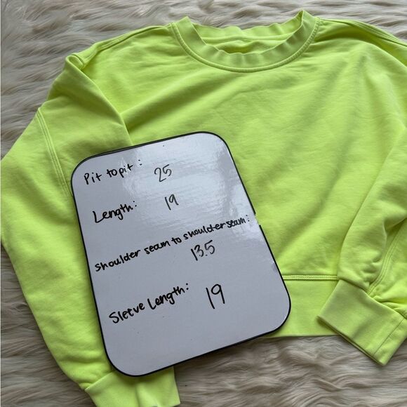 Lululemon Perfectly Oversized Crop Crew Neon Garment Dye Solid Highlight Yellow - Picture 8 of 9